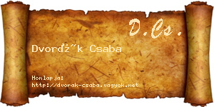 Dvorák Csaba névjegykártya