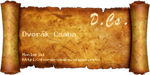 Dvorák Csaba névjegykártya